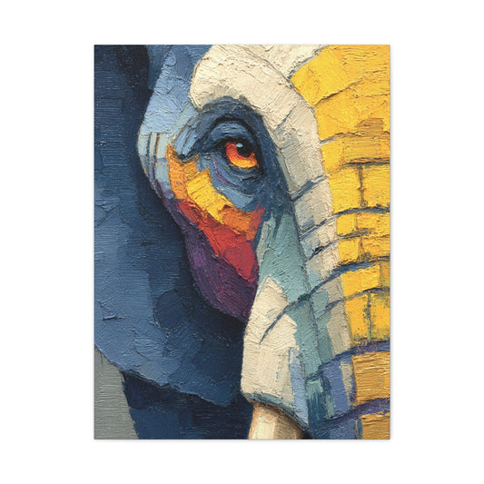 Expressive Oil Impasto Elephant Close-Up Wall Art & Canvas Print