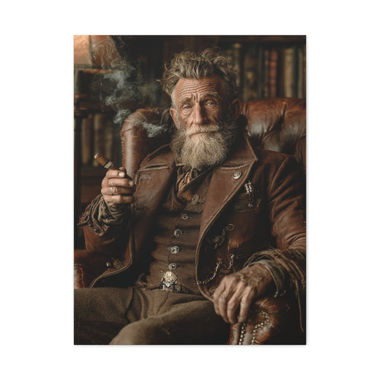Old Man Cigar Portrait Wall Art & Canvas Print