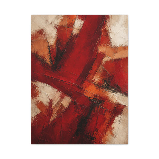 Abstract Crimson Cross Composition Wall Art & Canvas Print