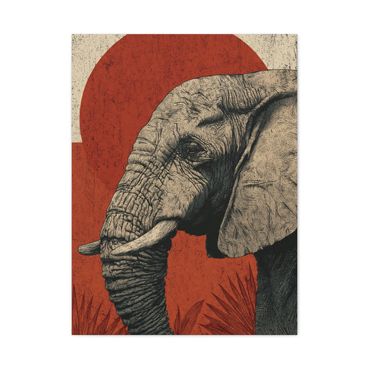 Minimal Boho Elephant Line Portrait Wall Art & Canvas Print