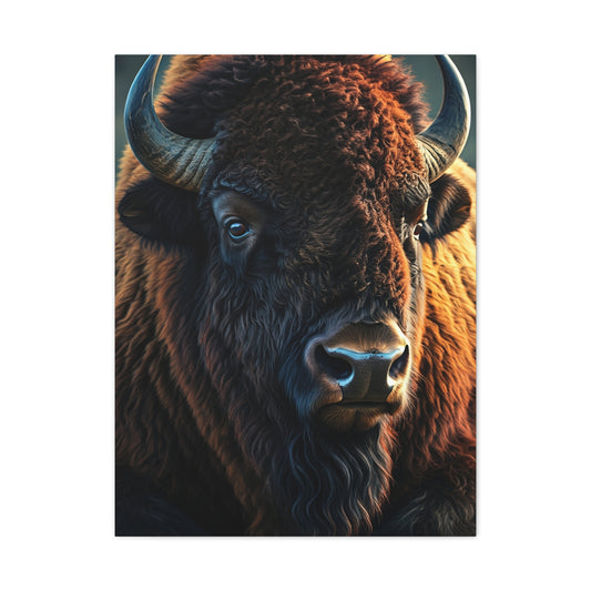 Cinematic Three-Quarter Angle American Bison Portrait Wall Art & Canvas Print