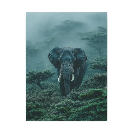 Elephant Rainforest Monsoon Portrait Wall Art & Canvas Print