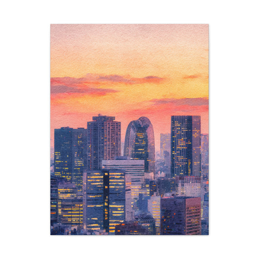 Tokyo Skyline Sunset Glow Wall Art & Canvas Print