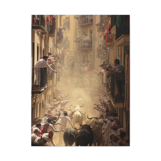 Running of the Bulls Festival Charge Wall Art & Canvas Print