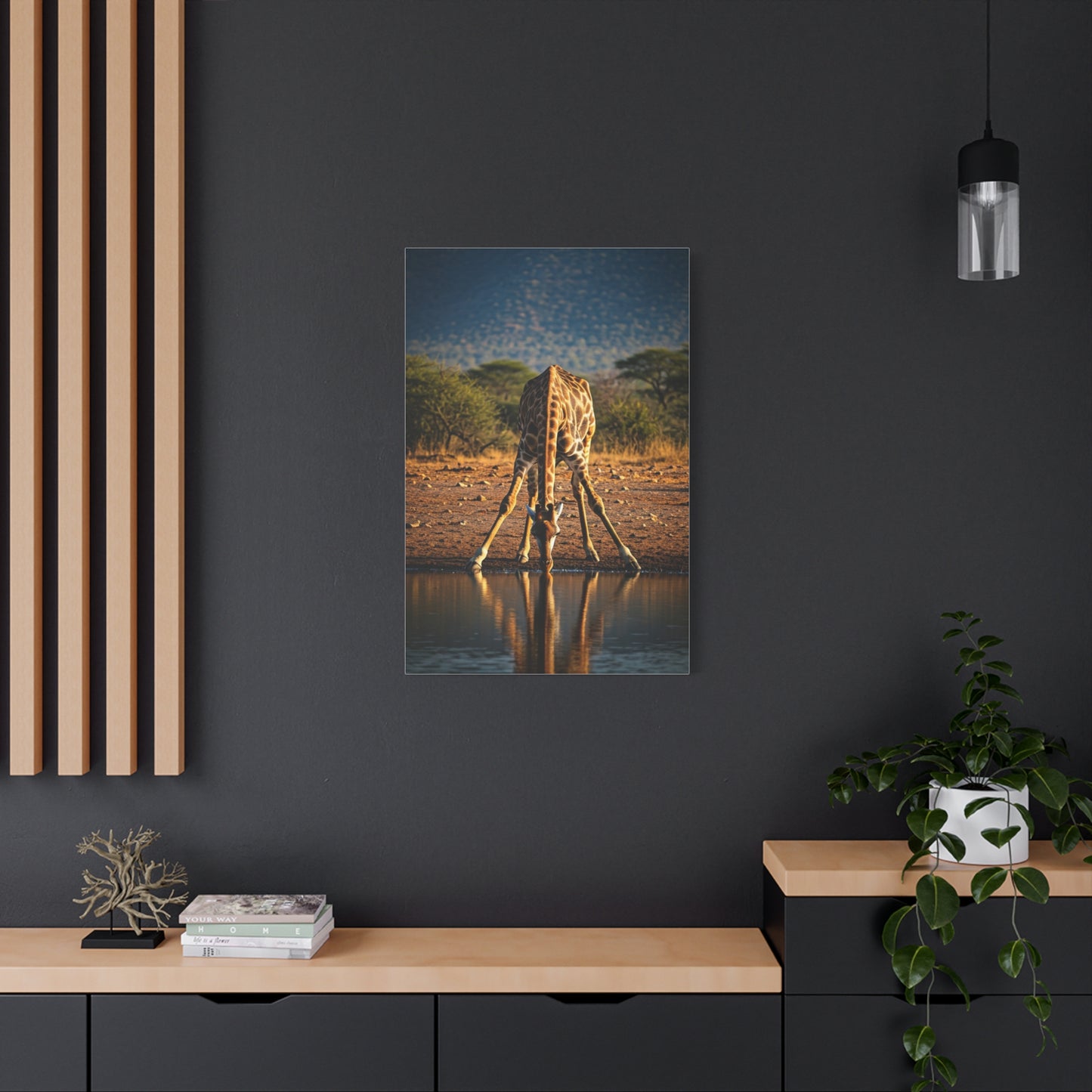 Giraffe Reflection Safari Serenity Wall Art & Canvas Prints