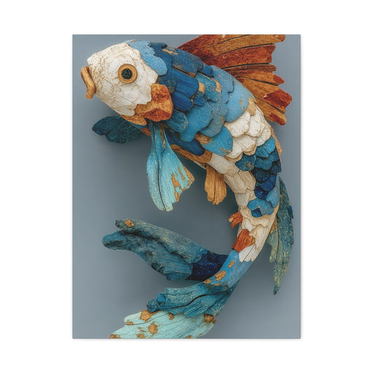 Driftwood Koi Sculpture Wall Art & Canvas Print