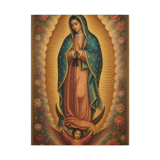 Our Lady of Guadalupe Floral Sacred Icon Wall Art & Canvas Print