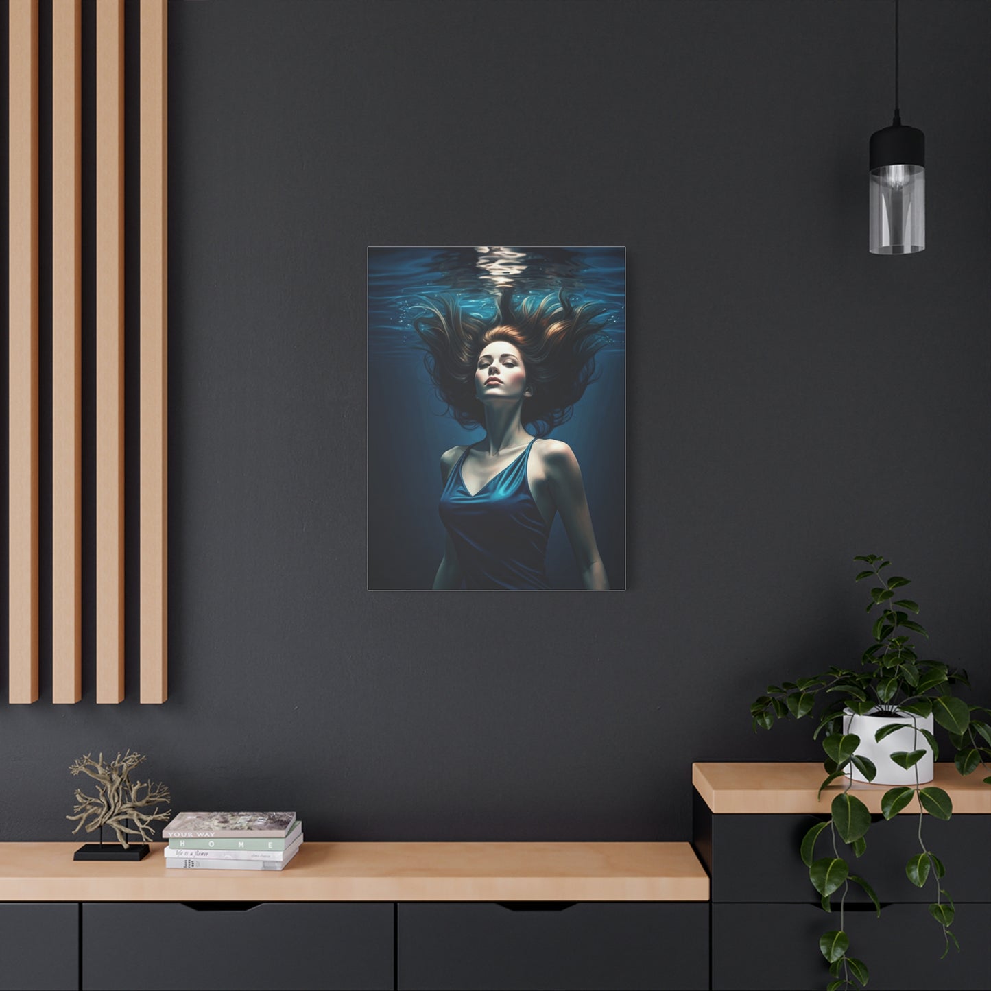 Submerged Serenity Blue Figure Wall Art & Canvas Prints