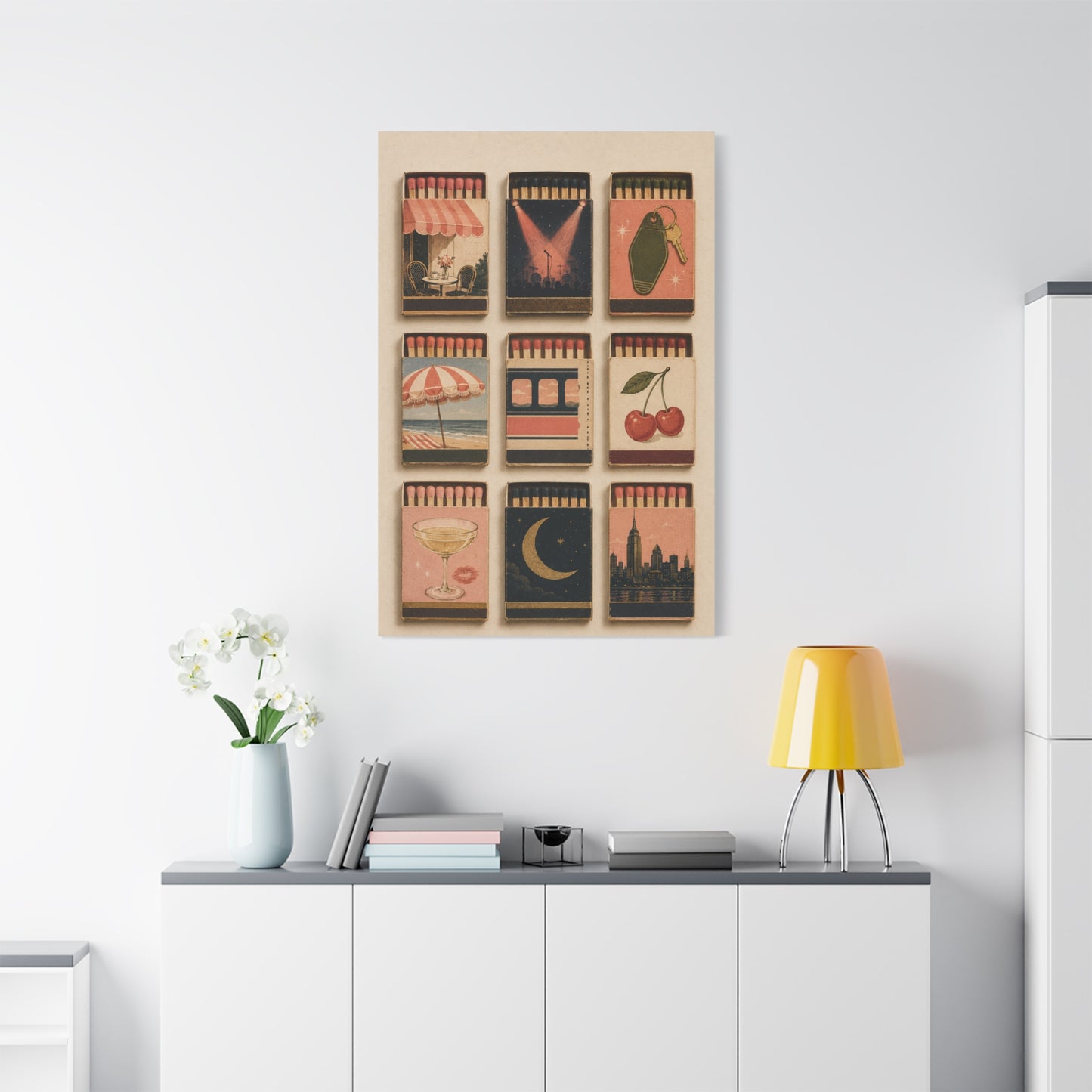 Retro Matchbox Romance Display Wall Art & Canvas Print