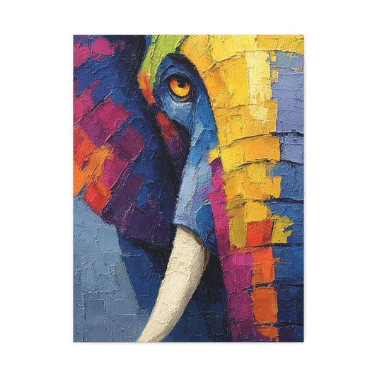 Abstract Color Elephant Impasto Wall Art & Canvas Print