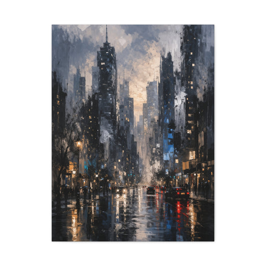 Rainy Cityscape Nights Wall Art & Canvas Print