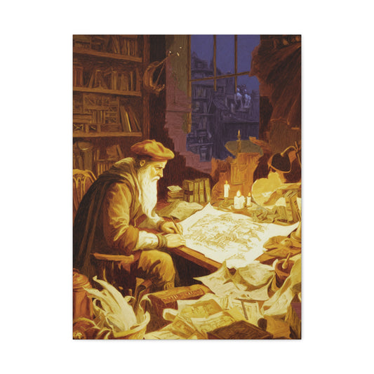Leonardo da Vinci Working in His Workshop Wall Art & Canvas Print