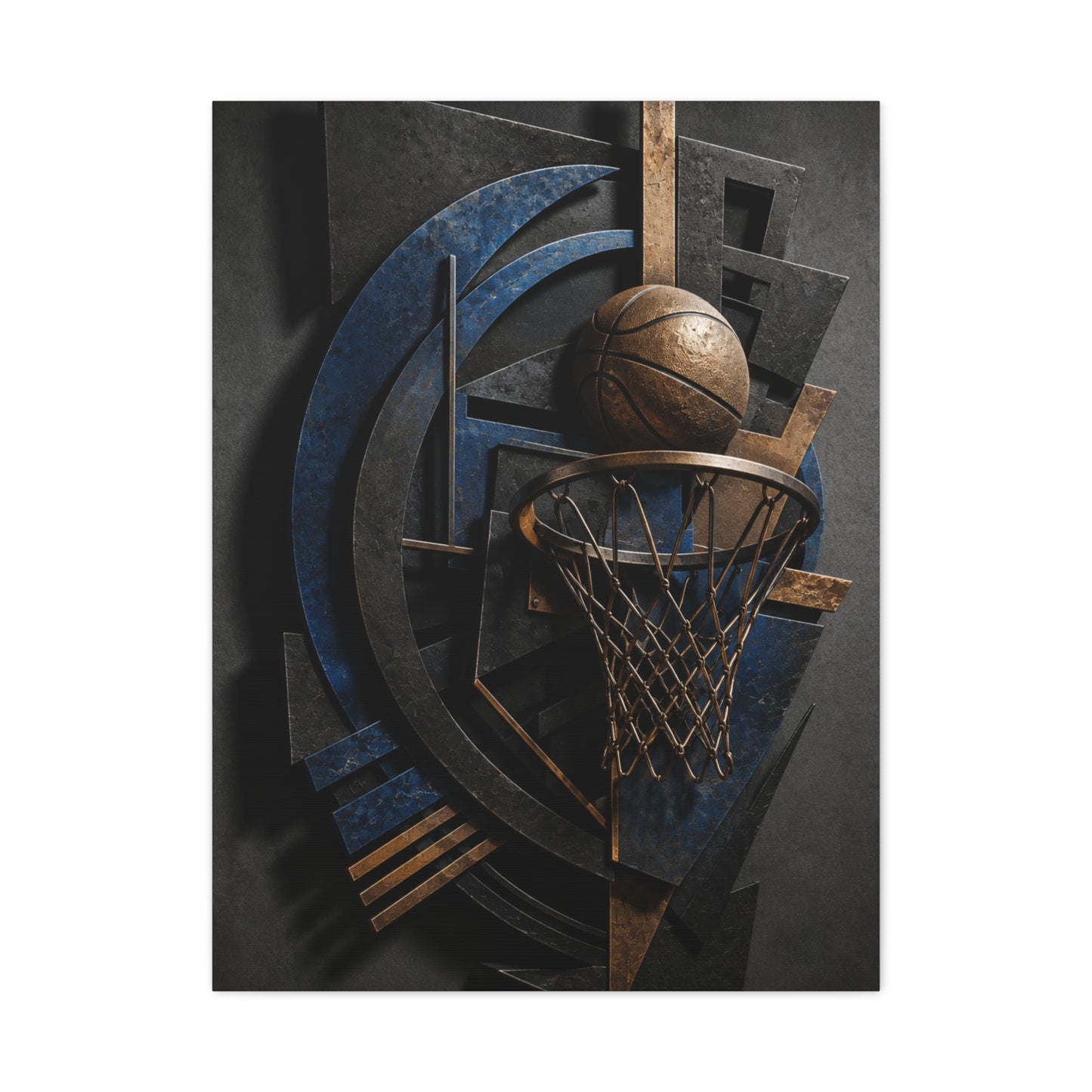 Layered Metal Basketball Sculpture Sports Wall Art & Canvas Print