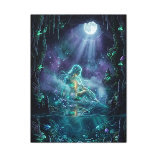 Moonlit Cave Surreal Figure Wall Art & Canvas Print