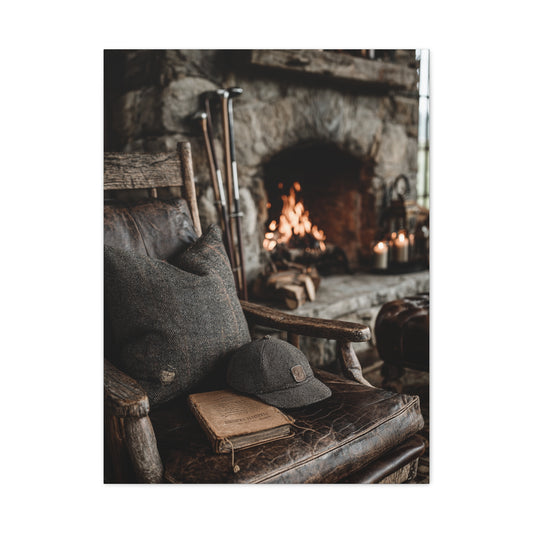Old Caddie Chair Fireside Golf Still Life Wall Art & Canvas Print