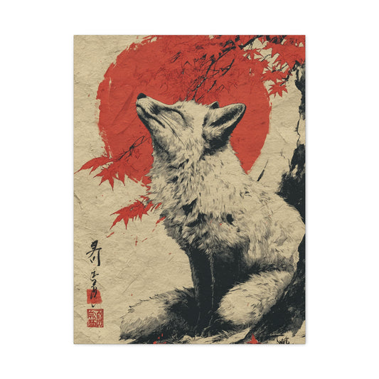 Japanese Ink Fox Minimalism Wall Art & Canvas Print