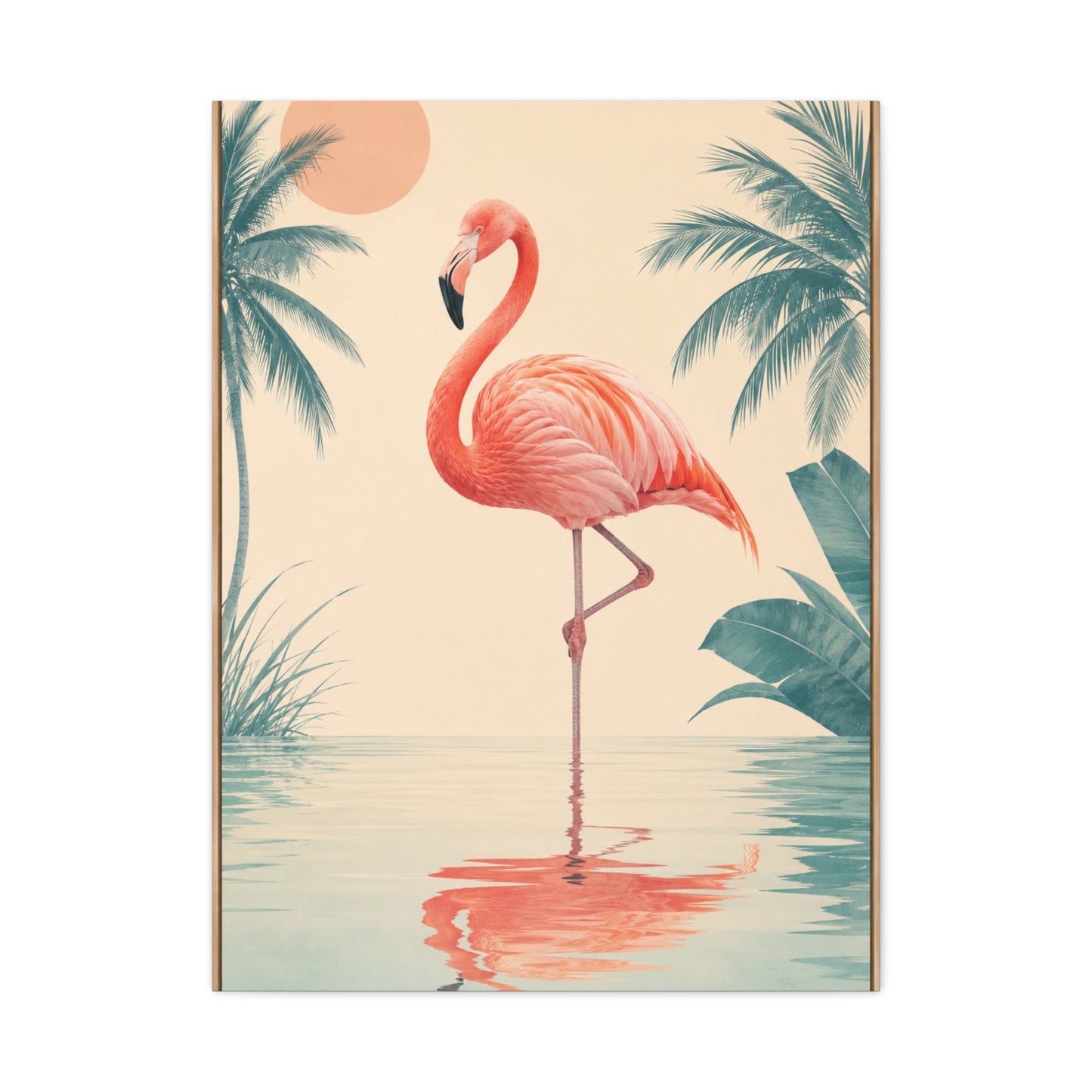 Minimal Flamingo Sunset Reflection Tropical Wall Art & Canvas Print