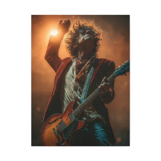 Guitarist in Spotlight Energy Wall Art & Canvas Print