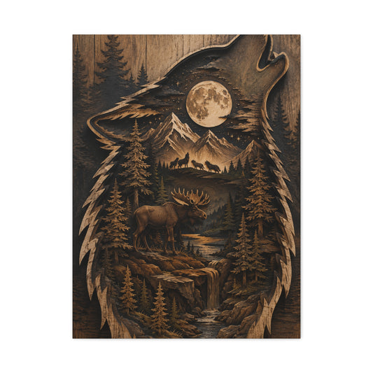 Forest Silhouette Wolf Storyscape Wood Panel Wall Art & Canvas Print