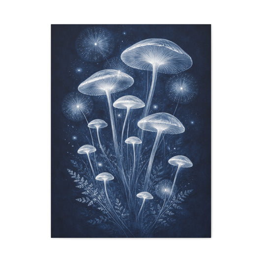 Luminous Blue Herbarium Cyanotype Wall Art & Canvas Print
