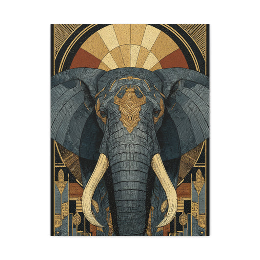 Art Deco Elephant Halo Portrait Wall Art & Canvas Print