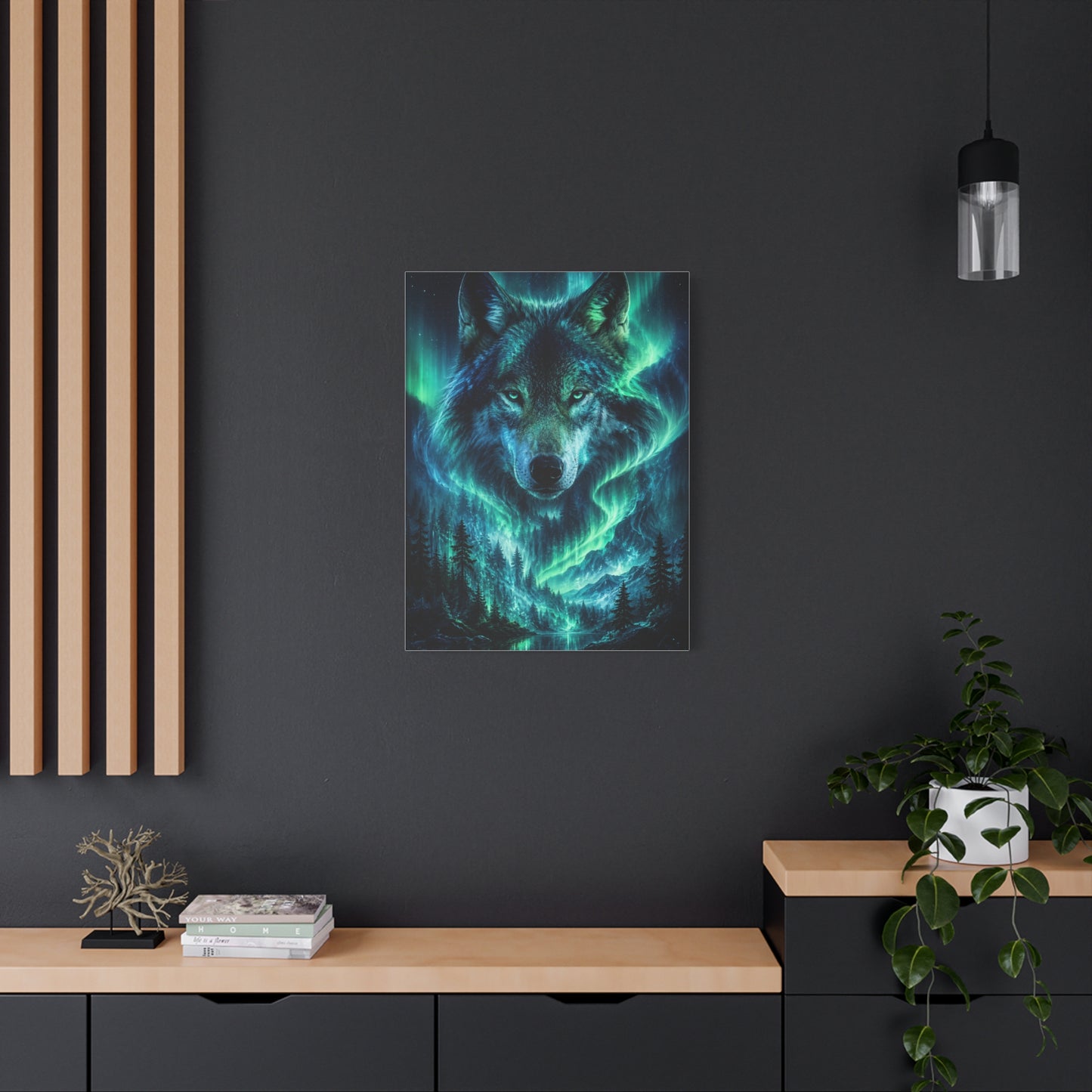 Aurora Spirit Wolf Cosmic Landscape Wall Art & Canvas Print