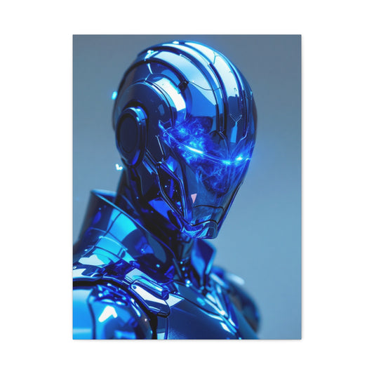 Futuristic Blue Chrome Figure Wall Art & Canvas Prints