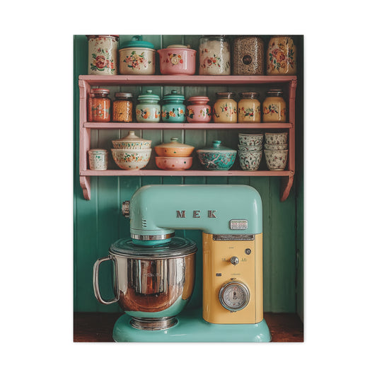 Vintage Pastel Kitchen Mixer Display Wall Art & Canvas Print