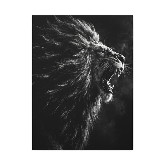 Roaring Lion Monochrome Power Wall Art & Canvas Print