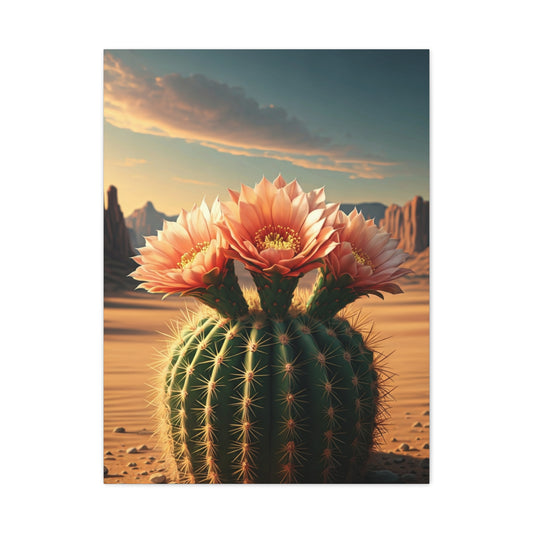Desert Bloom Barrel Cactus Landscape Wall Art & Canvas Prints