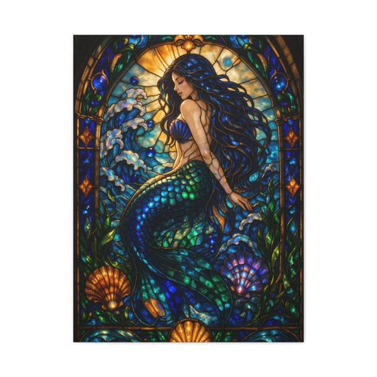 Stained Glass Ocean Siren Wall Art & Canvas Print