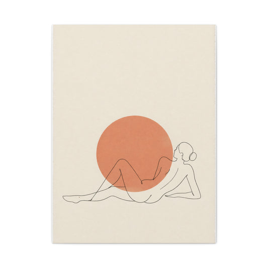 Reclining Line Figure Sun Composition Wall Art & Canvas Print