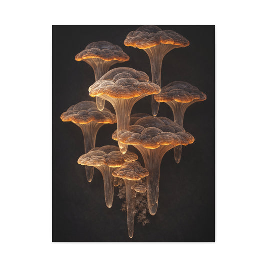 Luminous Amber Lingzhi Sculpture Study Wall Art & Canvas Print