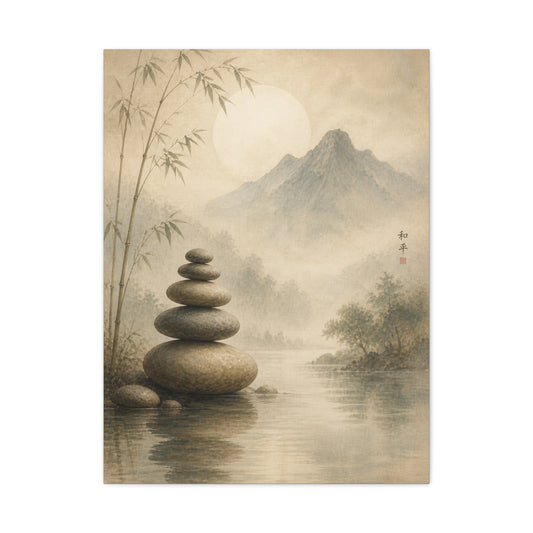 Zen Sacred Stone Landscape Wall Art & Canvas Print
