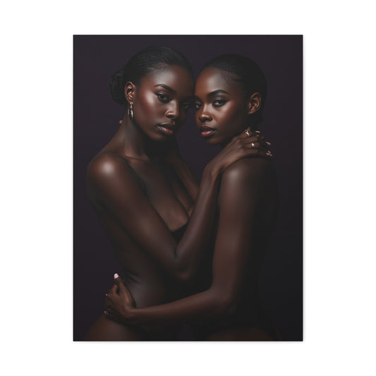 Intimate Dual Portrait Embrace Wall Art & Canvas Print