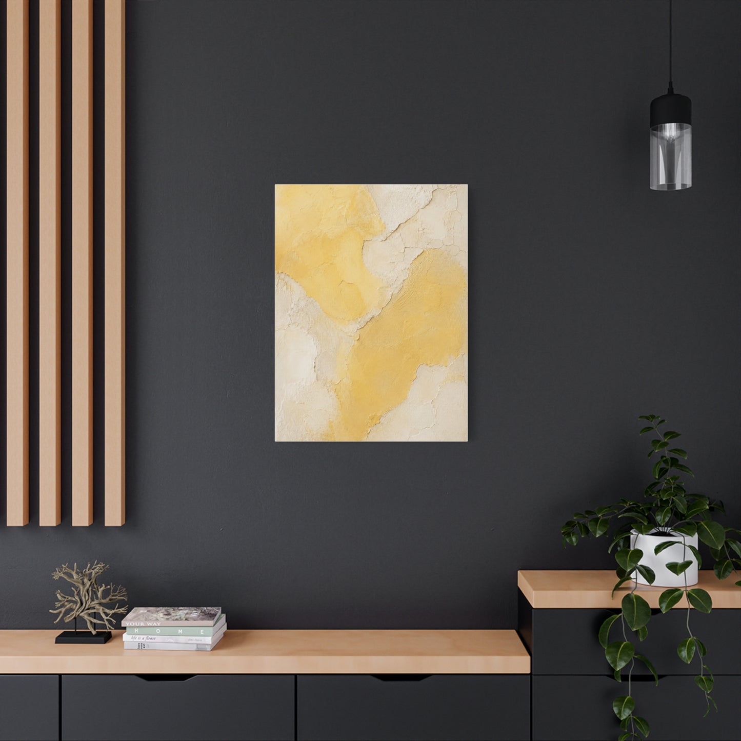 Wabi-Sabi Yellow Plaster Minimal Abstract Wall Art & Canvas Print