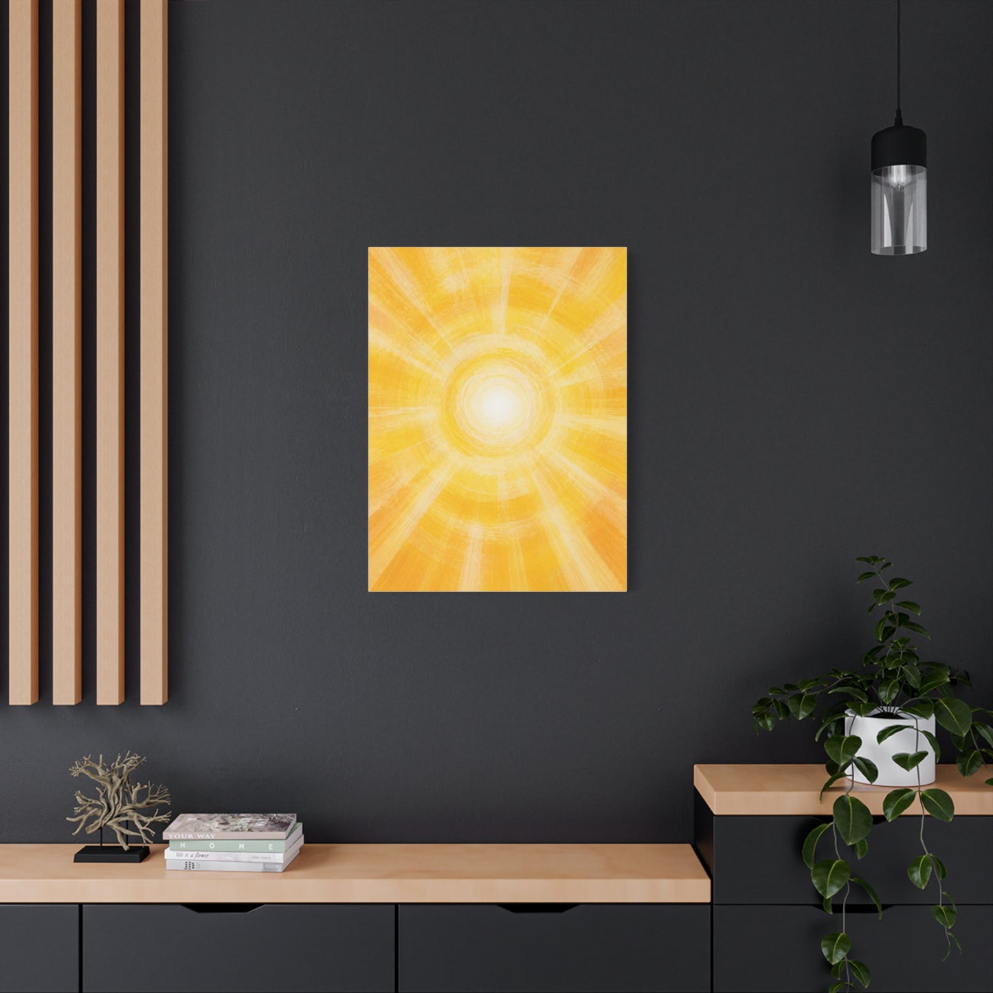 Radiant Golden Sunburst Abstract Wall Art & Canvas Print