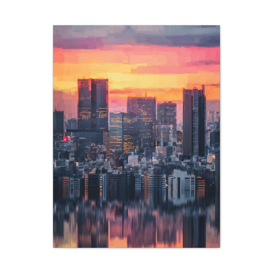 Tokyo Skyline Twilight Reflection Wall Art & Canvas Print