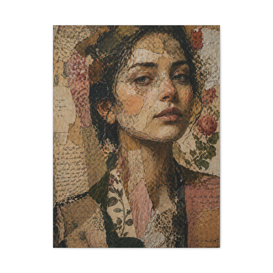 Mixed-Media Feminine Portrait Collage Wall Art & Canvas Print