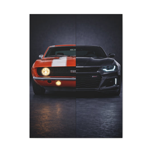 Chevrolet Camaro Split Classic SS vs Modern ZL1 Wall Art & Canvas Prints