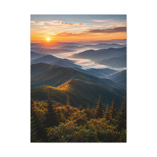 Great Smoky Mountains Sunrise Panorama Wall Art & Canvas Print