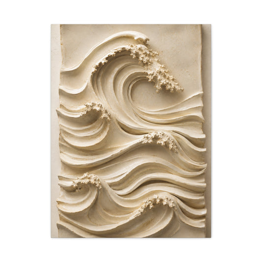 Ivory Minimal Wave Relief Texture Wall Art & Canvas Print