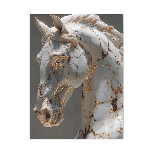 Marble Kintsugi Horse Sculpture Wall Art & Canvas Print