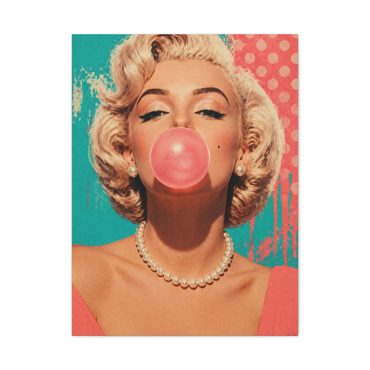 Retro Pop Glam Bubble Portrait Wall Art & Canvas Print