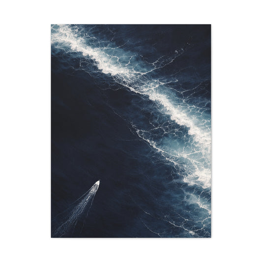 Aerial Navy Ocean Wave Perspective Wall Art & Canvas Print