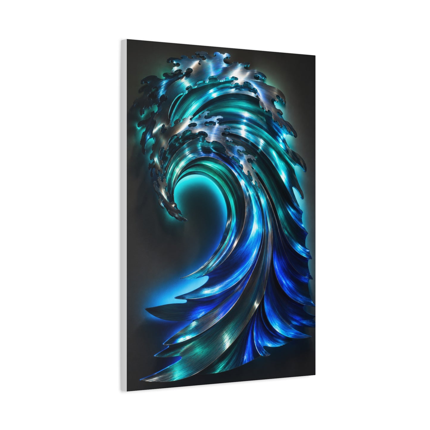 Illuminated Blue Wave Light Sculpture Wall Art & Canvas Print