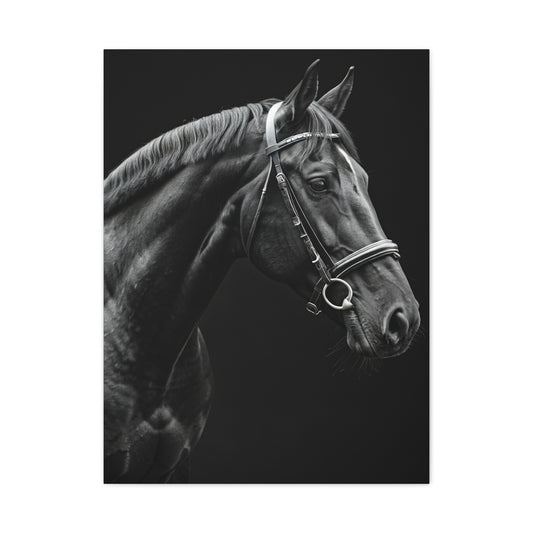 Elegant Black Stallion Profile Wall Art & Canvas Prints