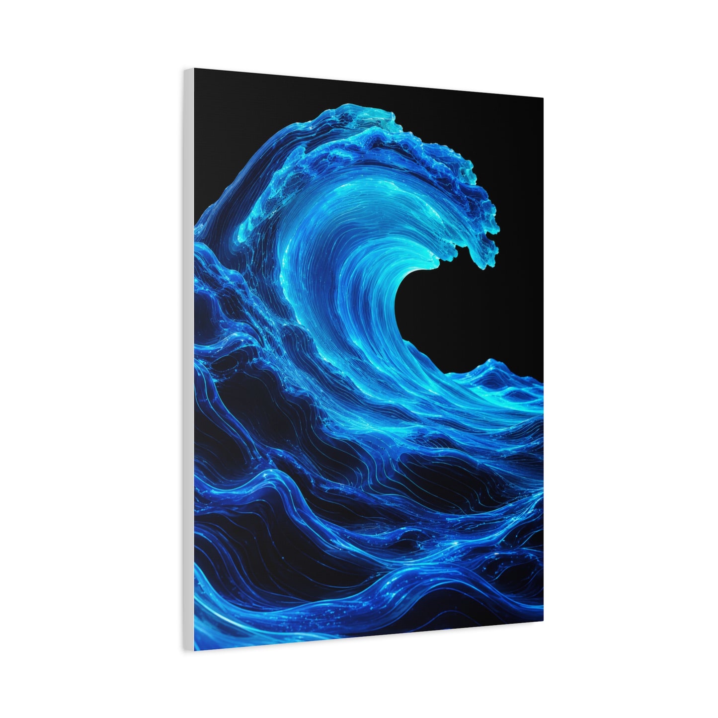 Luminous Neon Blue Wave Energy Wall Art & Canvas Print
